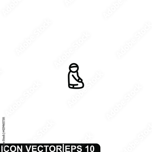 Simple Icon muslim prayer Vector Illustration Design. Outline Style, Black Solid Color.
