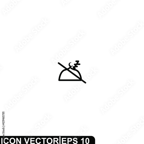 Simple Icon dont sleep in mosque Vector Illustration Design. Outline Style, Black Solid Color.