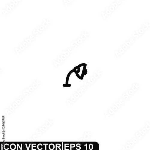 Simple Icon study lamp Vector Illustration Design. Outline Style, Black Solid Color.