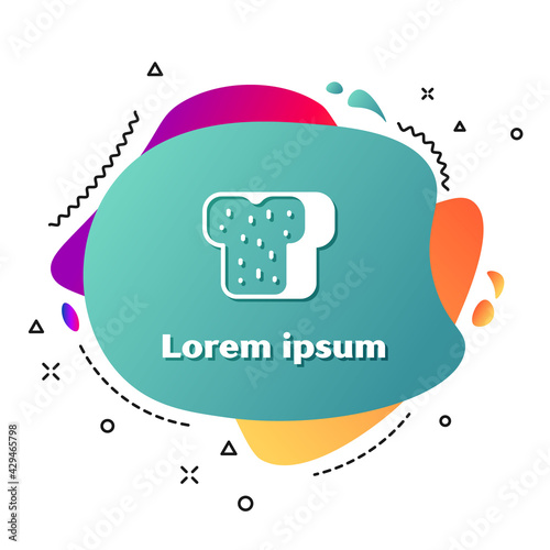 White Bread toast for sandwich piece of roasted crouton icon isolated on white background. Lunch, dinner, breakfast snack. Abstract banner with liquid shapes. Vector