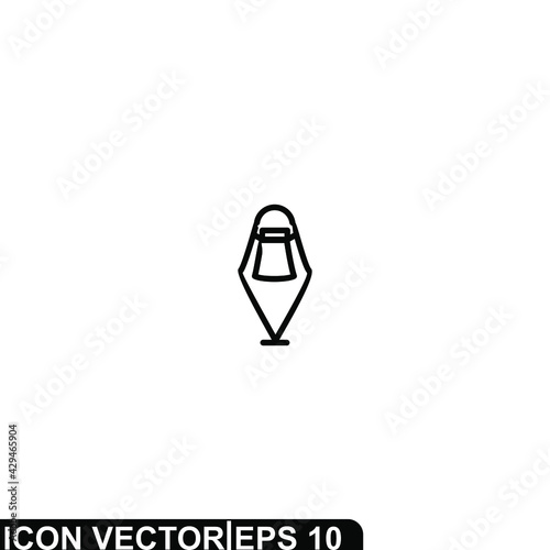 Simple Icon Muslimah Location Vector Illustration Design. Outline Style, Black Solid Color.