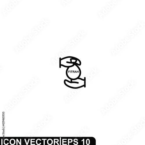 Simple Icon Zakat Fitrah Vector Illustration Design. Outline Style, Black Solid Color.