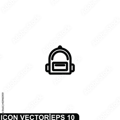 Simple Icon Bag Vector Illustration Design. Outline Style, Black Solid Color.