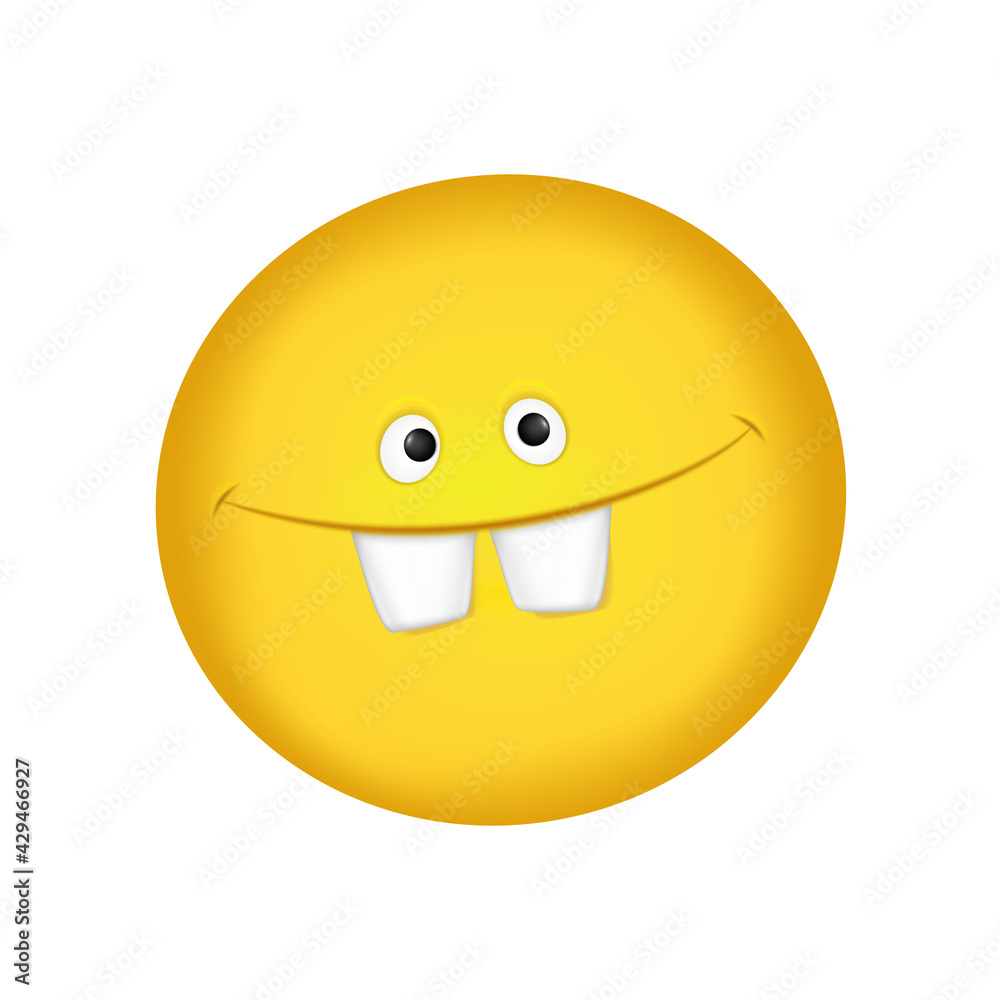 Fototapeta premium Cheerful emoticon. Smiling face yellow. Vector illustration
