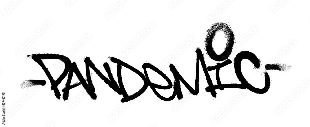 Sprayed pandemic font with overspray in black over white. Vector illustration. Sprayed pandemic font with overspray in black over white. Vector illustration.