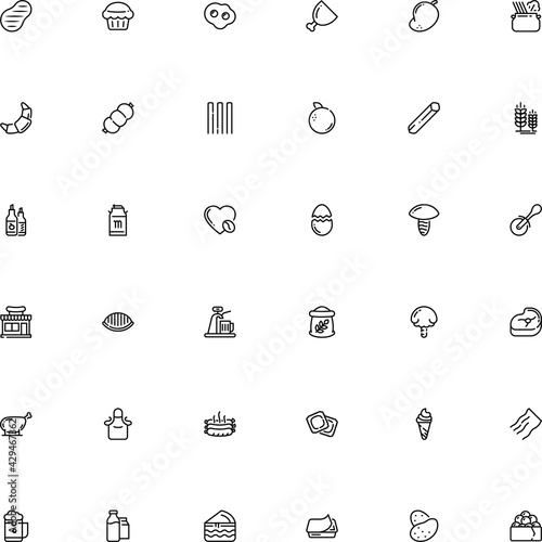 icon vector icon set such as: aluminium, gunkan, latte, window, cappuccino, chanterelle, knife, seafood, barley, box, mango, work, strip, tap, online, plastic, top, sharp, information, pinafore