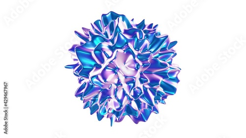 Seamless looping 3D animation of the abstract liquid morphing spiked sphere against white rendered in UHD with alpha matte