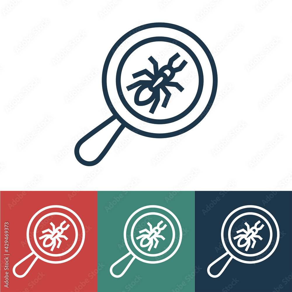 Line icon ant and magnifying glass Line icon ant and magnifying glass