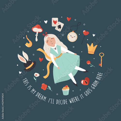 Colorful compositions with characters of Alice in Wonderland