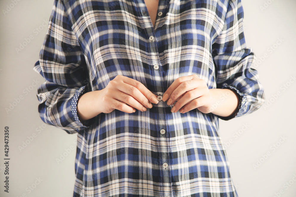 business woman hand shirt button business woman hand shirt button
