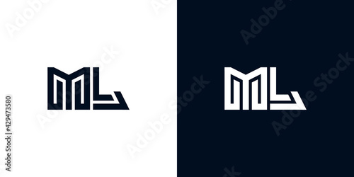 Minimal creative initial letters ML logo