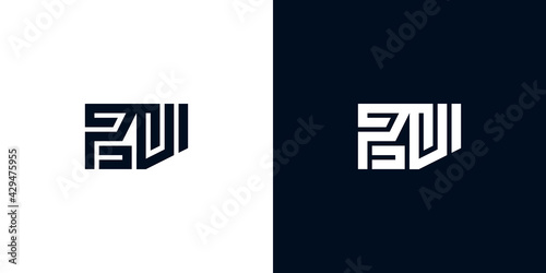 Minimal creative initial letters PV logo
