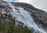 Langfossen, a waterfall located in the municipality of Etne in Vestland County, Norway, Scandinavia
