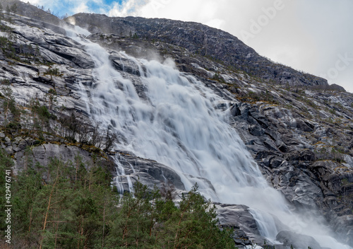 Langfossen  a waterfall located in the municipality of Etne in Vestland County  Norway  Scandinavia