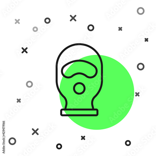 Black line Balaclava icon isolated on white background. A piece of clothing for winter sports or a mask for a criminal or a thief. Vector