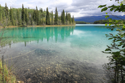 incredible turquoise water boya lake, Boya lake provincial park, British Columbia, Canada  photo