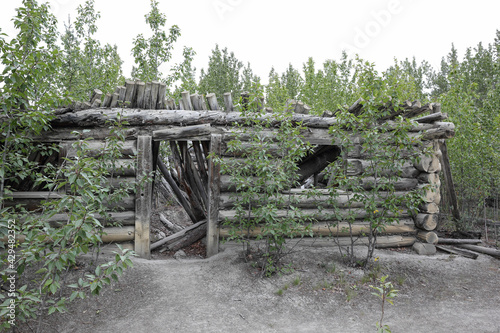 historic place in Yukon, houses made of wood, silver city burwash landing, canada photo