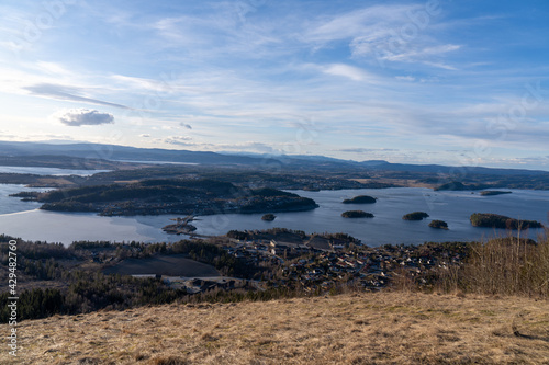 Steinsfjorden, a branch of Lake Tyrifjorden located in Buskerud, Norway. View from Kongens Utsikt (Royal View) at Krokkleiva photo