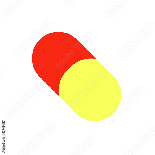 Red and yellow emoji pill vector medicine