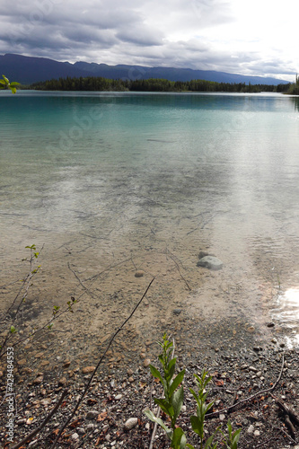 incredible turquoise water boya lake, Boya lake provincial park, British Columbia, Canada  photo