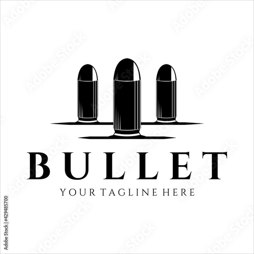 bullet ammo vintage vector logo illustration template design. army and military equipment for war or gun logo concept vector design