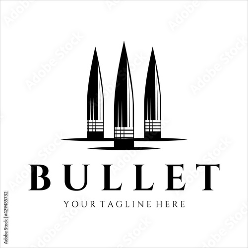 bullet ammo vintage vector logo illustration template design. army and military equipment for war or gun logo concept vector design