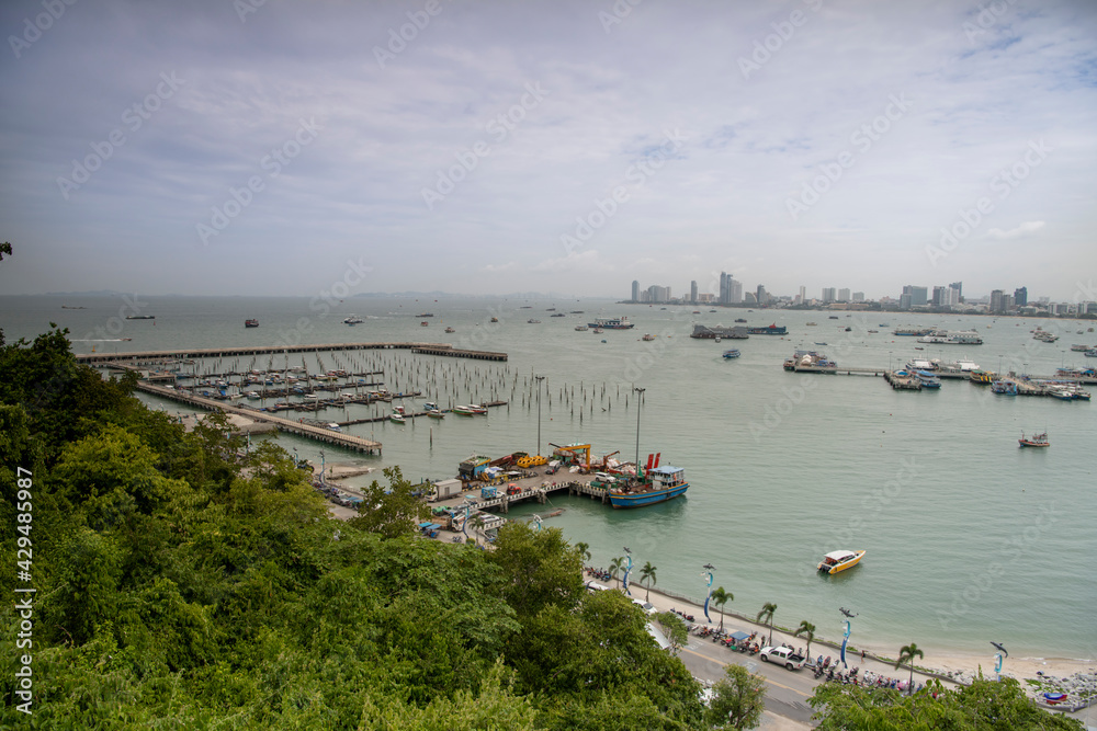 View of the Gulf of Siam and the city of Pattaya.Thailand - September 07, 2019