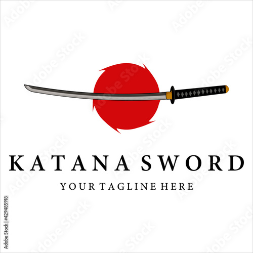 katana sword logo vintage vector illustration design. modern japanese sword of katana logo concept template emblem illustration vector design