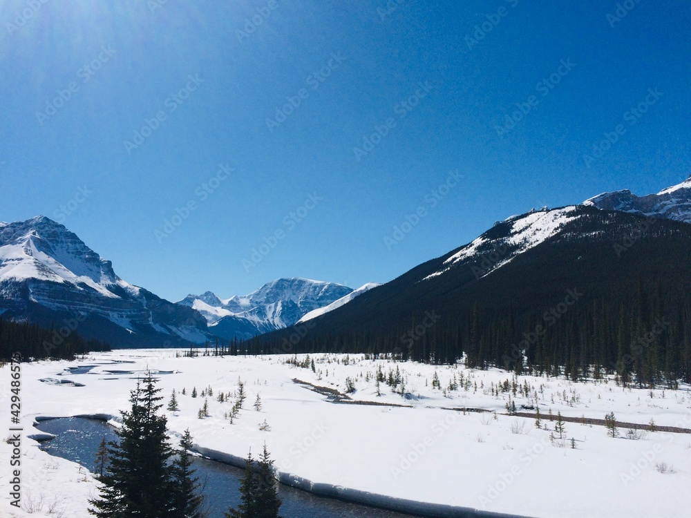 Scenic Jasper National park with perfect blue skies Scenic Jasper National park with perfect blue skies