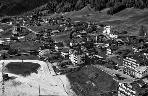 Aerial view of Sappada in winter photo