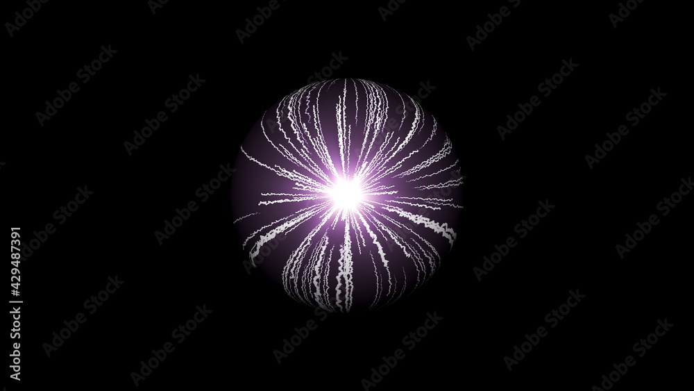 Bright wriggling 3d render stripes flowing around world ball. Accumulation energy means rays of light connecting in center round planet. Digital node of futuristic web. Bright wriggling 3d render stripes flowing around world ball. Accumulation energy means rays of light connecting in center round planet. Digital node of futuristic web.