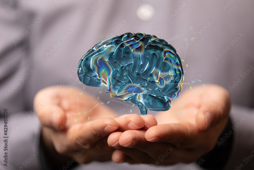 Wired brain illustration - next step to artificial intelligence Wired brain illustration - next step to artificial intelligence