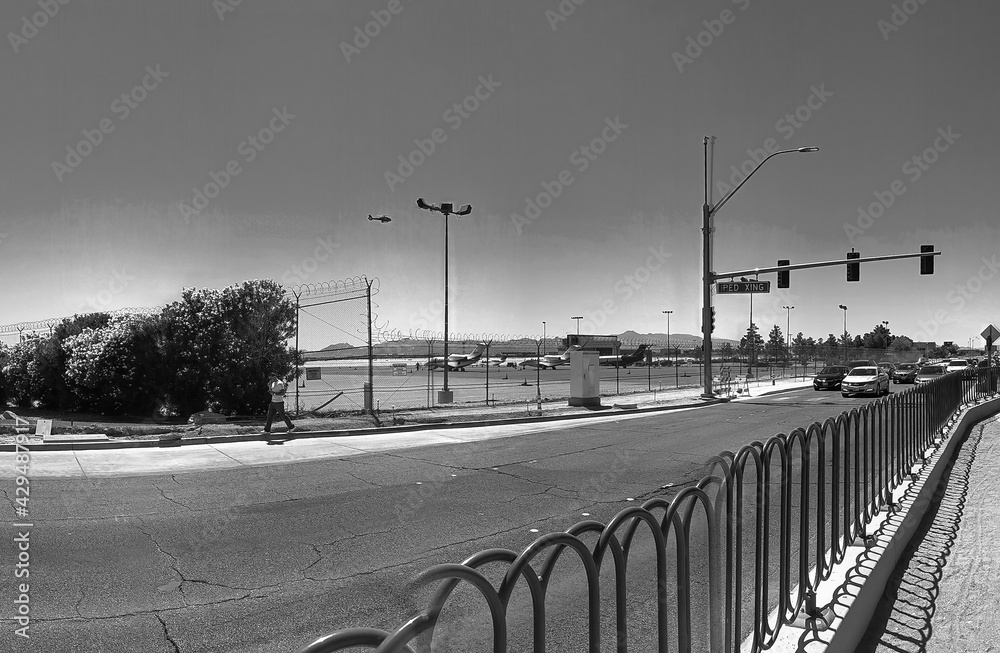LAS VEGAS - JUNE 27, 2019: Tourists visit the famous Welcome to Las Vegas sign - Panoramic view