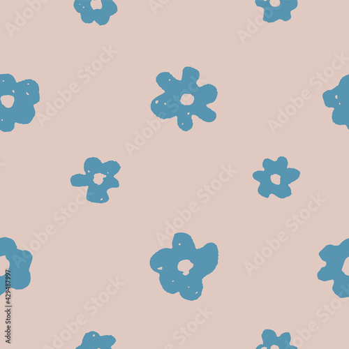 Seamless floral pattern with delicate blue flowers. Spring forget-me-not texture. Hand drawn vector illustration great for fabric surface design, textile, background, prints.