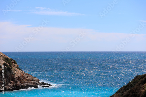 cliffs at the coast of azure mediterranean sea