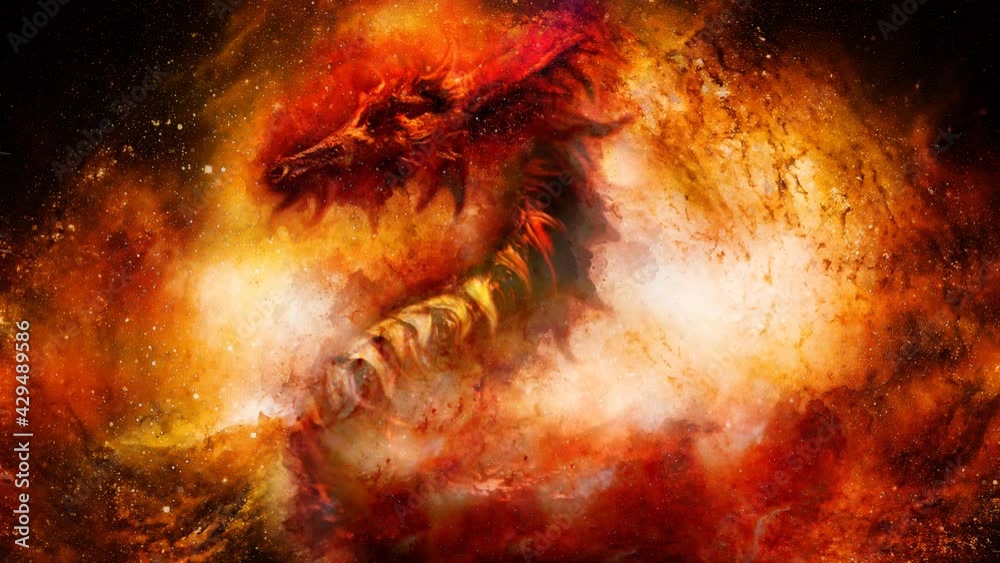Cosmic dragon in space, cosmic abstract background