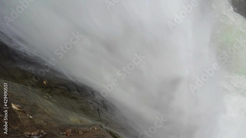 Close up of water plumming down an 80 meter high waterfall