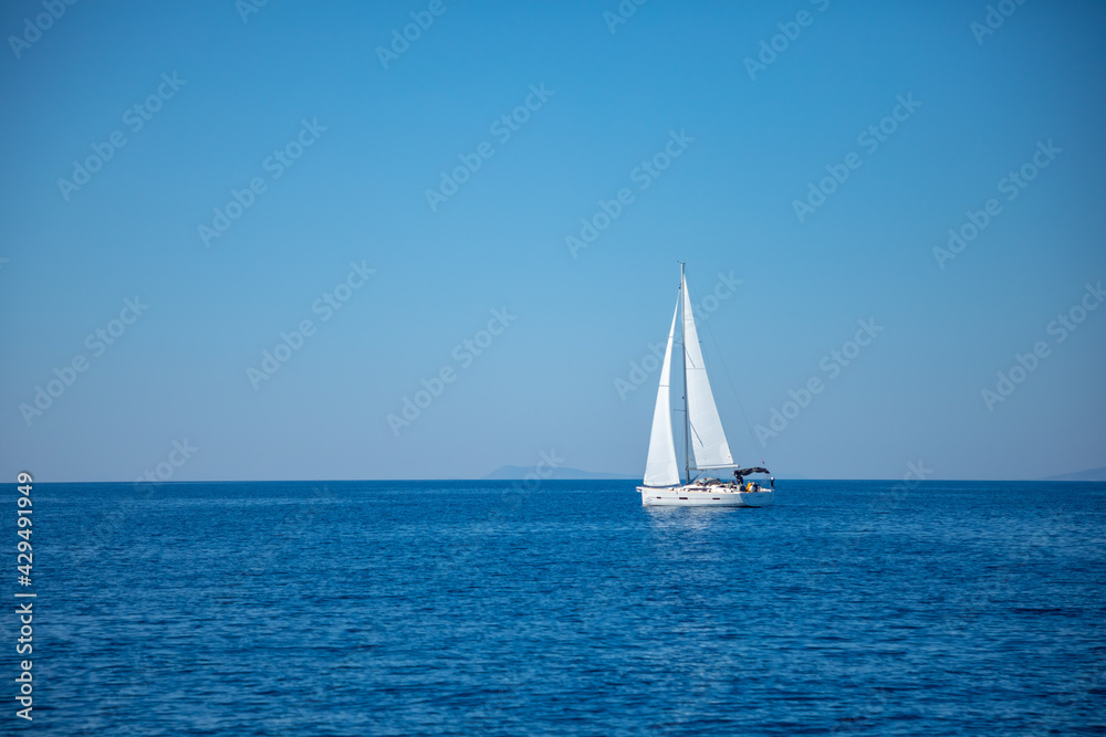 Sailing luxury yacht in the sea at sunny day, Croatia