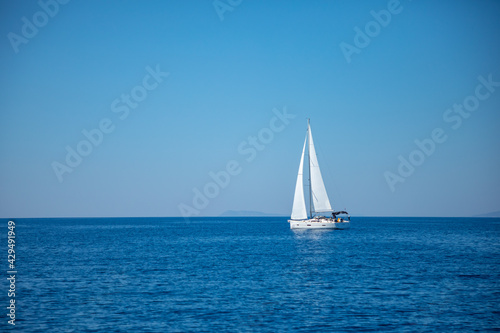Sailing luxury yacht in the sea at sunny day, Croatia