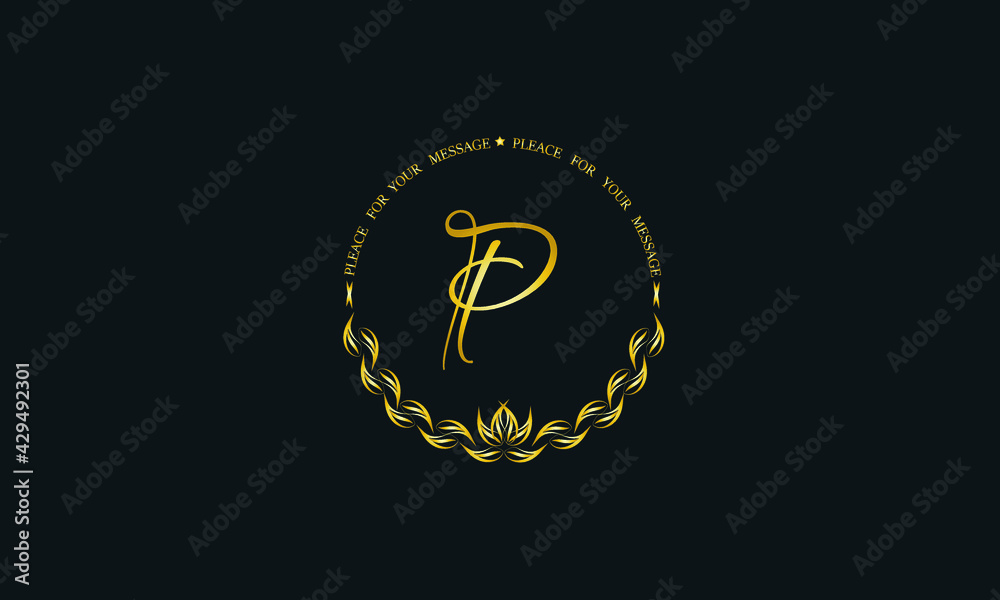 Fototapeta premium Vintage bright decorative monogram with the letter P. Elegant emblem for hotel, restaurant, business, presentation and more.