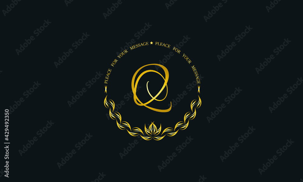 Fototapeta premium Vintage bright decorative monogram with the letter Q. Elegant emblem for hotel, restaurant, business, presentation and more.