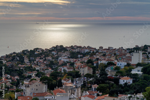 Panoramica, Vista o Skyline de la ciudad de Marsella en el pais de Francia