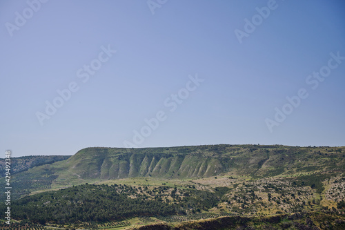 beautiful landscape in the Maale Hamat Gader mountains in the Yarmouk River Valley photo