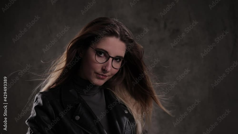 Close-up shot of a blonde beautiful woman in a studio - studio photography