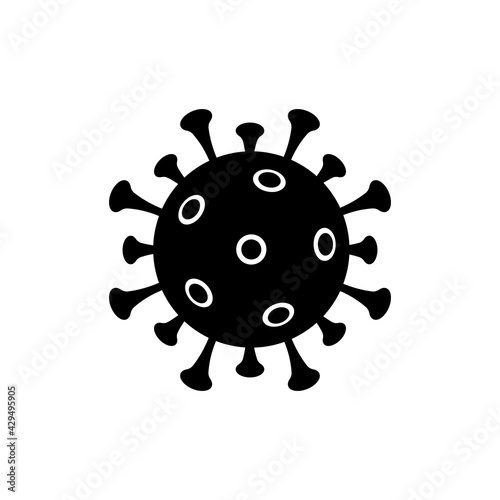 Coronavirus infection bacterium Covid-19 black and white in simple style isolated on white background.Vector stock illustration. 