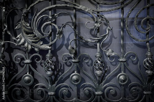 Exquisite decorative wrought metal ornaments for the gate, black and white