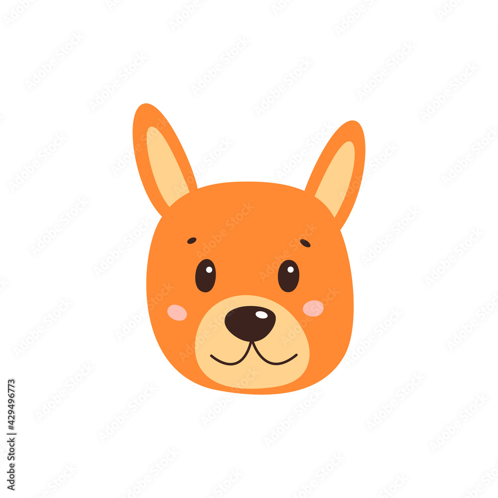 Dog s face. Vector illustration of funny cartoon pet in trendy flat style. Isolated on white Dog s face. Vector illustration of funny cartoon pet in trendy flat style. Isolated on white