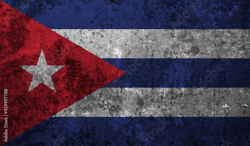 Vector Illustration flag of cuba in grunge texture style.
