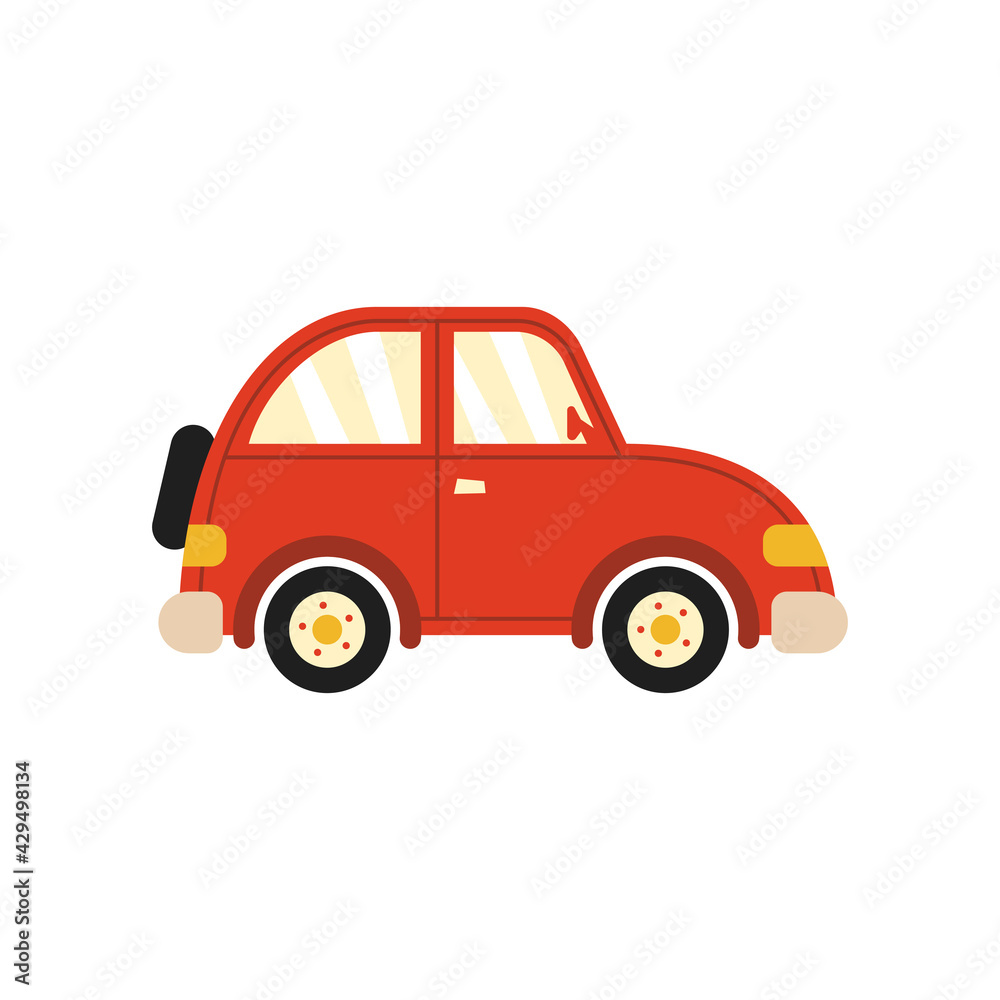 Retro car on white isolated background, simple style vector illustrations