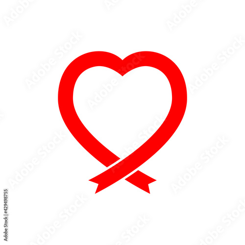 Red ribbon, breast cancer awareness flat vector icon for apps and websites